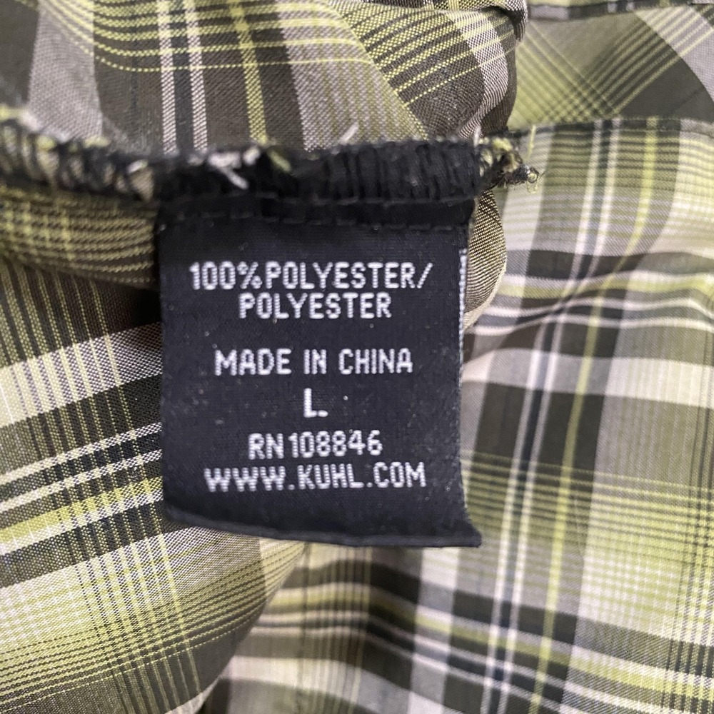 Kuhl Eluxor Ionik Shirt Mens L Green Plaid Short Sleeve Button Up Hiking Outdoor - Picture 10 of 11